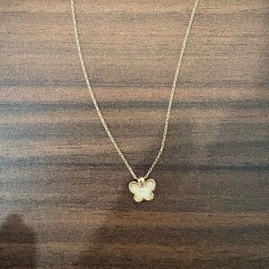 (SOLD) Solid gold mother of pearl Butterfly Pendant Necklace